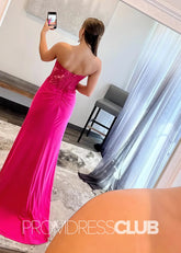 Natalie |Long Fuchsia Prom Dresses Near Me With Mermaid Sweetheart Slit - Price #price_variant_lowest# - Fuchsia - PromDressClub